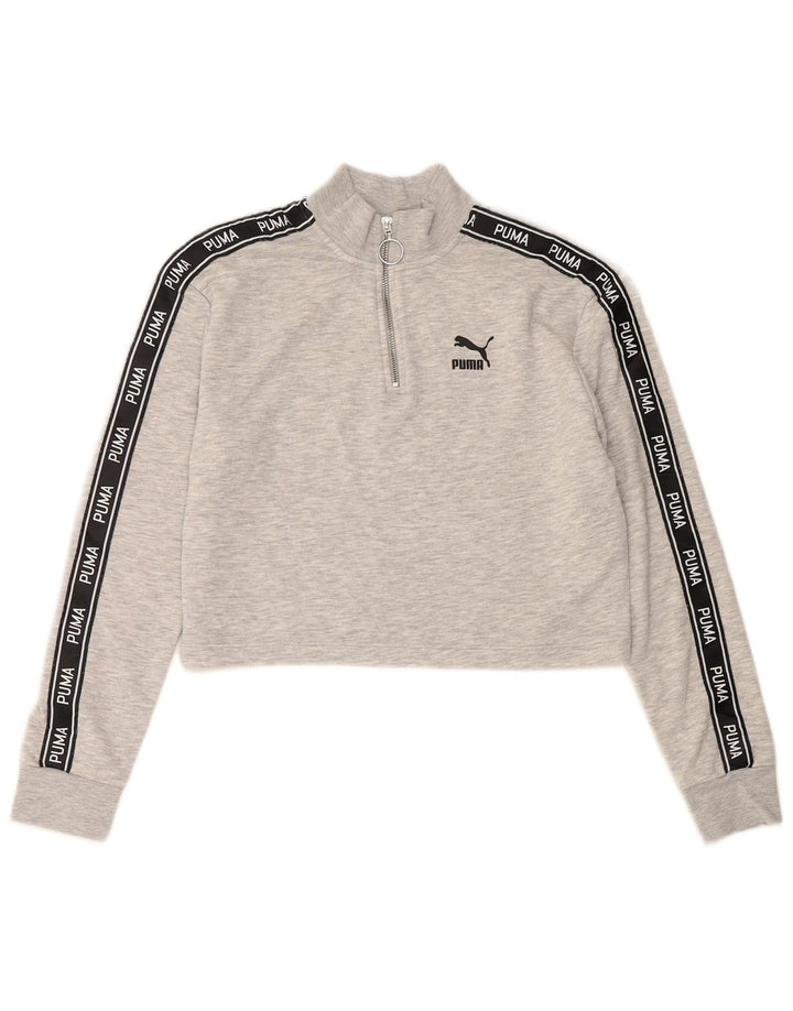 Γυναικεία φούτερ PUMA Crop Crop Jumper UK 12 Medium Grey Colourblock