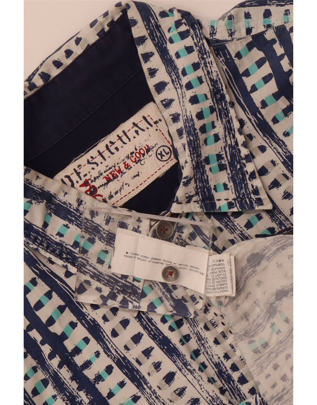 Ανδρικό κοντομάνικο πουκάμισο Desigual XL Μπλε γεωμετρικό βαμβακερό