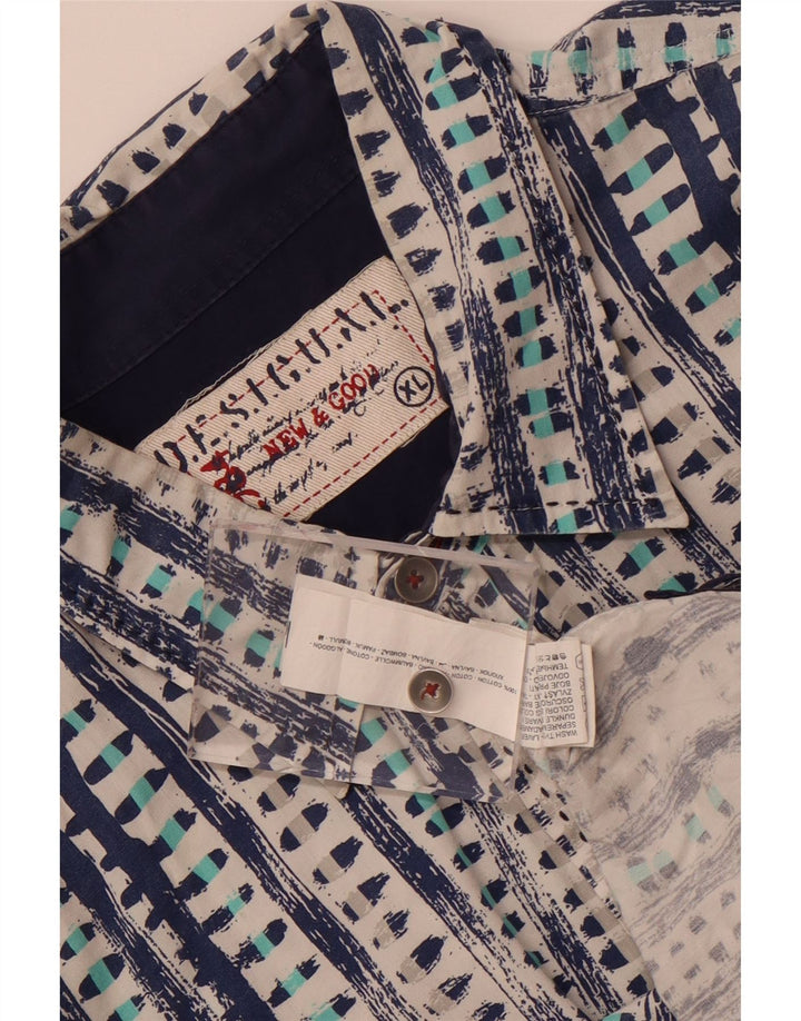 Ανδρικό κοντομάνικο πουκάμισο Desigual XL Μπλε γεωμετρικό βαμβακερό