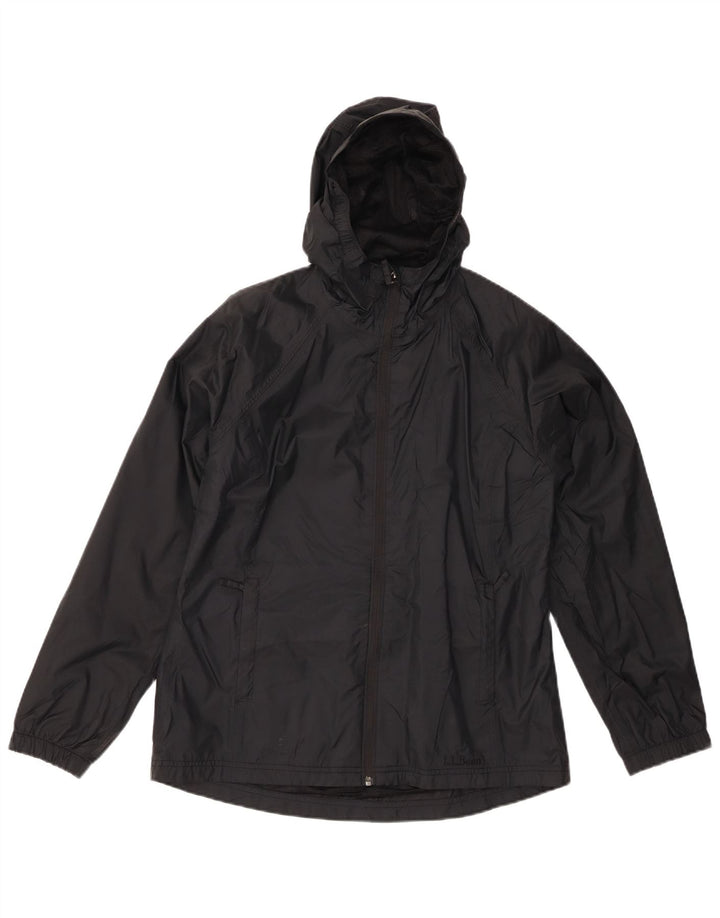 L.L.BEAN Γυναικείο μπουφάν βροχής με κουκούλα UK 10 Small Black Nylon