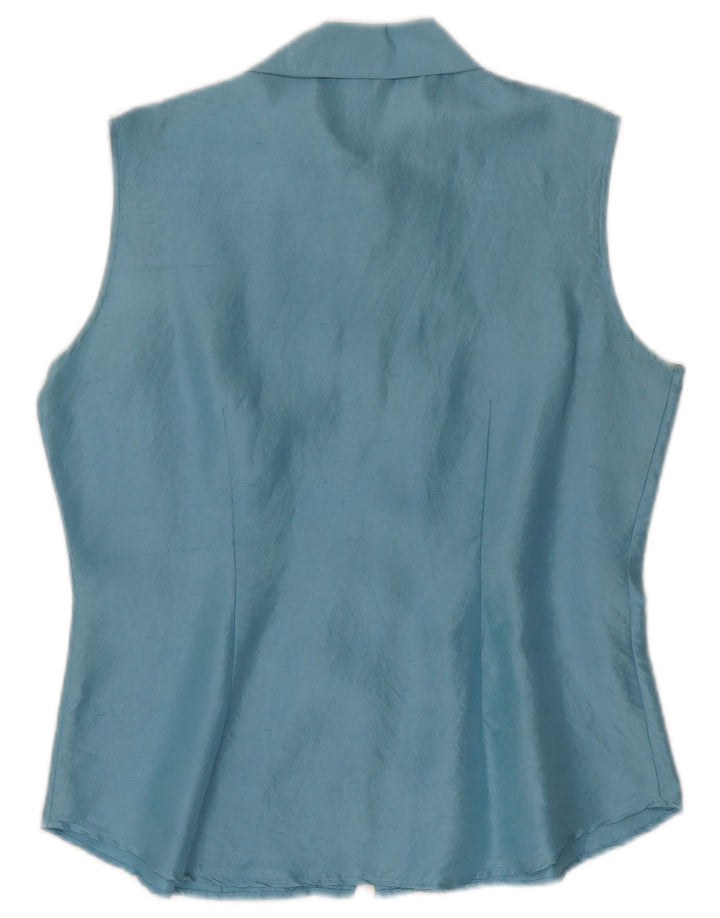 Project Γυναικεία Αμάνικη Μπλούζα UK 10 Small Blue Silk