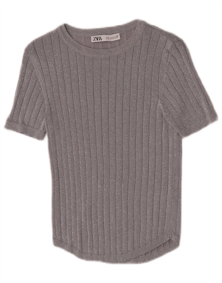 Zara Γυναικεία Μπλούζα Τοπ UK 8 Small Silver Flecked
