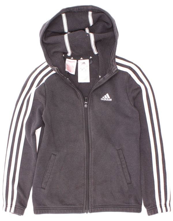 Adidas Girls Zip Hoodie πουλόβερ 9-10 ετών μαύρο βαμβακερό