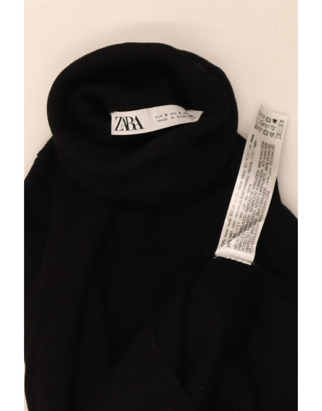 Zara Γυναικείο Crop Top μακρυμάνικο UK 8 Small Black Viscose