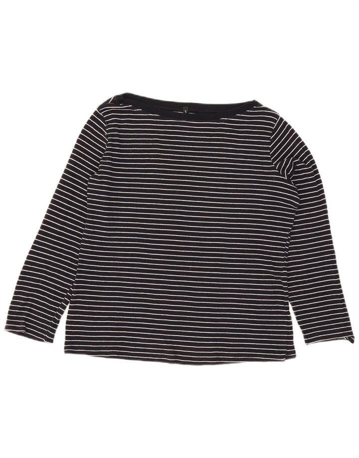 Marks & Spencer Γυναικείο τοπ μακρυμάνικο UK 16 Large Navy Blue Pinstripe
