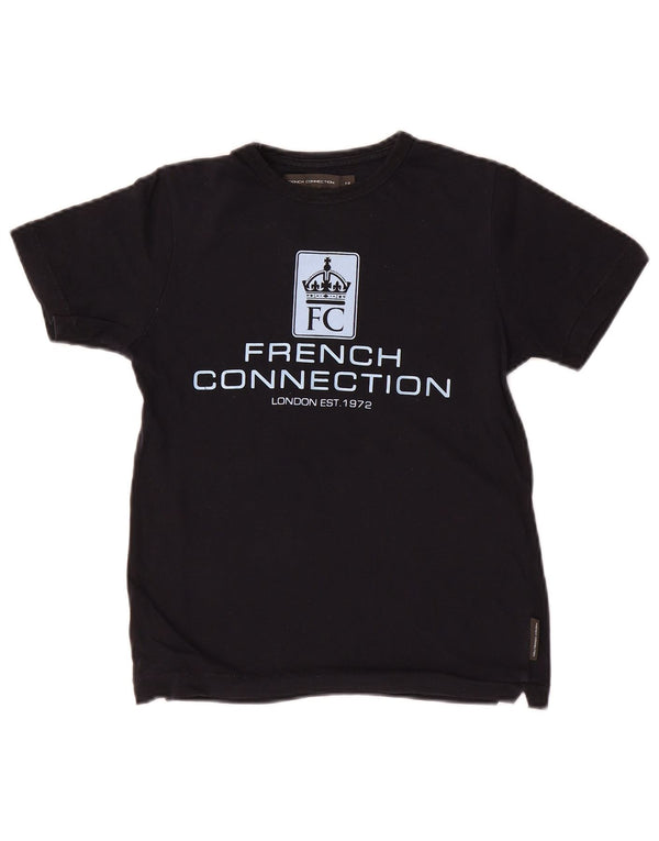 Γραφικό μπλουζάκι French Connection Boys Top 7-8 ετών Μαύρο βαμβακερό