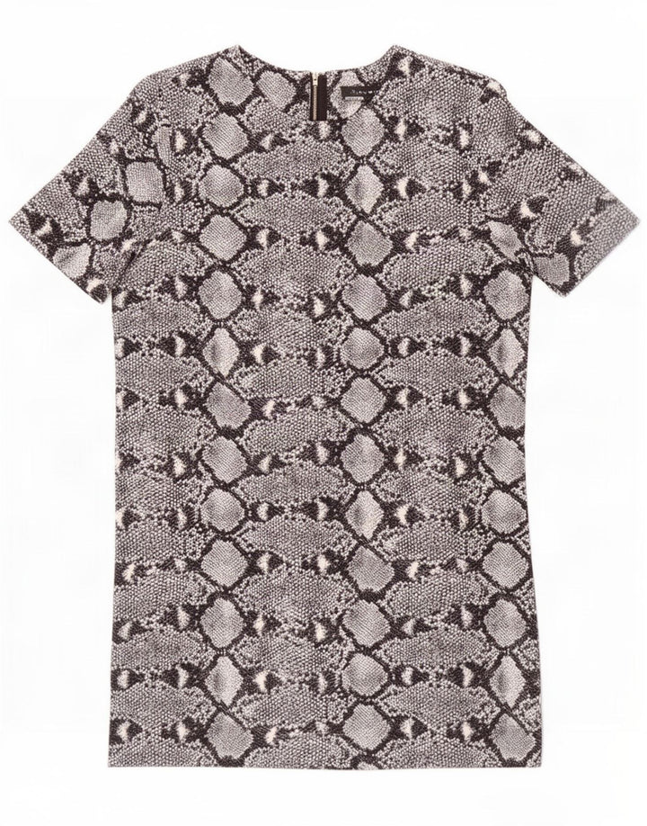 Zara Γυναικείο φόρεμα Shift UK 10 Small Grey Animal Print