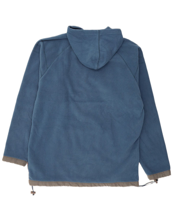 VINTAGE Ανδρικό Fleece Graphic Hoodie Jumper Μεγάλο Μπλε Πολυεστέρας