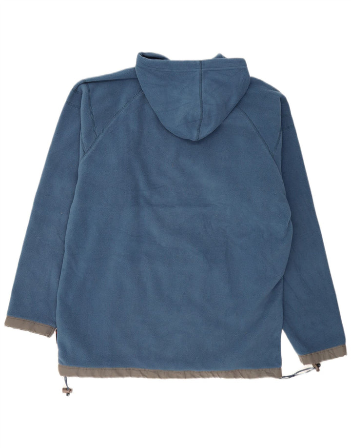 VINTAGE Ανδρικό Fleece Graphic Hoodie Jumper Μεγάλο Μπλε Πολυεστέρας