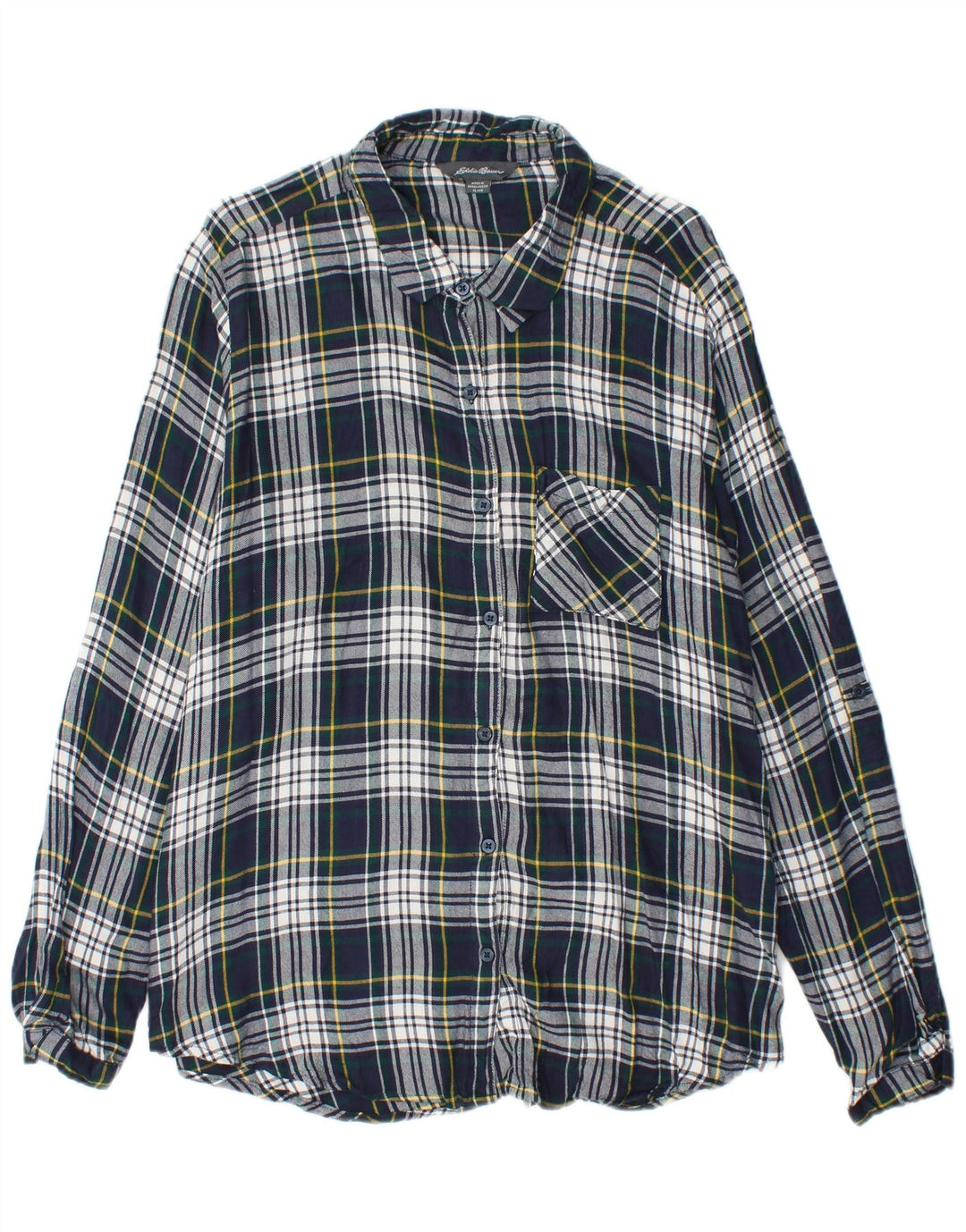EDDIE BAUER Γυναικείο φανελένιο πουκάμισο UK 18 XL Navy Blue Check Viscose