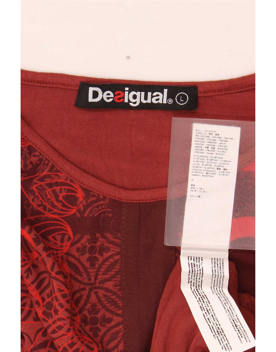 Γυναικεία Desigual Abstract Pattern Μπλούζα Top UK 14 Μεγάλη κόκκινη βισκόζη