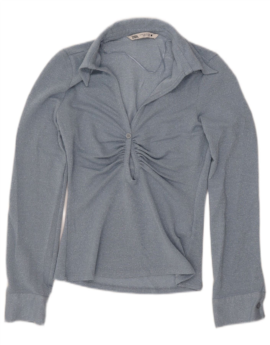 Γυναικεία μακρυμάνικη μπλούζα ZARA τοπ UK 6 XS μπλε βισκόζη