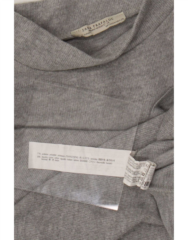 Zara Γυναικείο T-Shirt Trafaluc Crop Top UK 14 Medium Grey Polyester