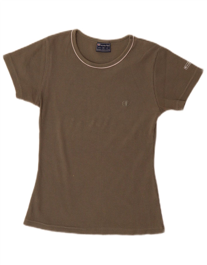 Champion Γυναικείο T-Shirt Top UK 12 Medium Khaki Cotton