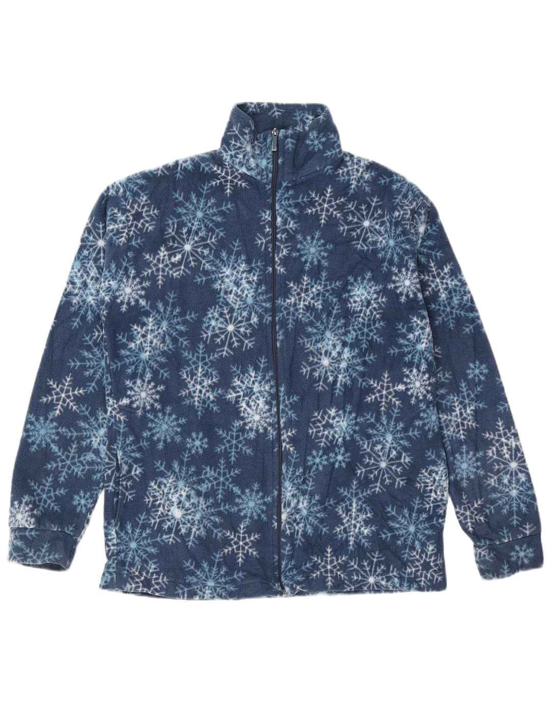 VINTAGE Γυναικείο Fleece Jacket UK 20 2XL Navy Blue Fair Isle Polyester