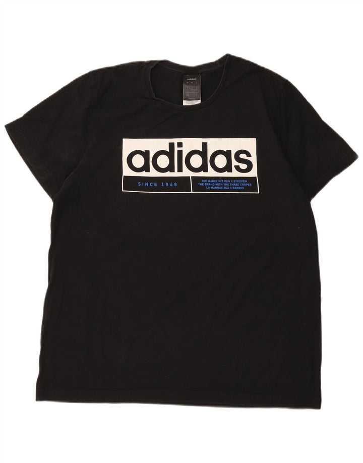 Ανδρικό γραφικό T-Shirt Adidas Top Μεσαίο μαύρο βαμβακερό