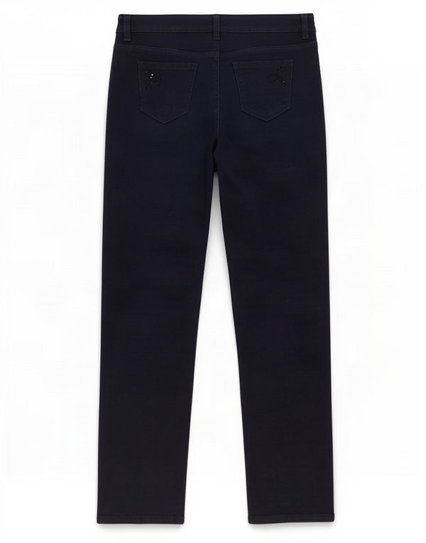 Marks & Spencer Γυναικεία Straight Jeans UK 10 Small W30 L29 Navy Blue Cotton