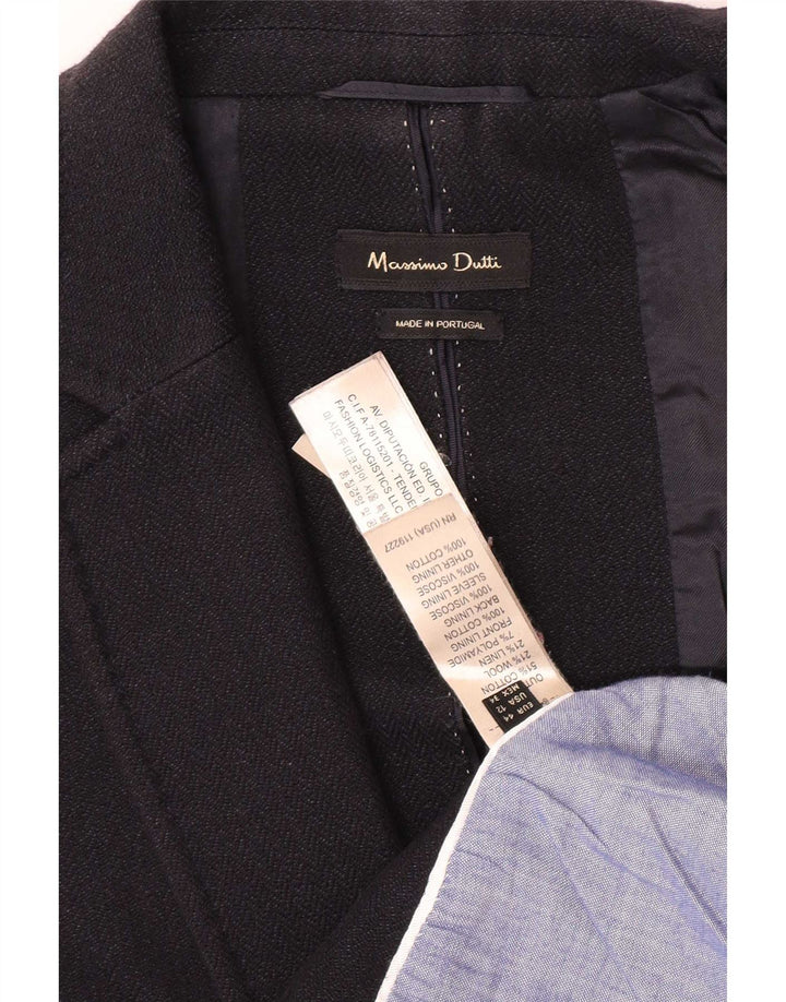 Massimo Dutti Γυναικείο Μπουφάν σακάκι με 1 κουμπί EU 44 XL Μαύρο βαμβακερό