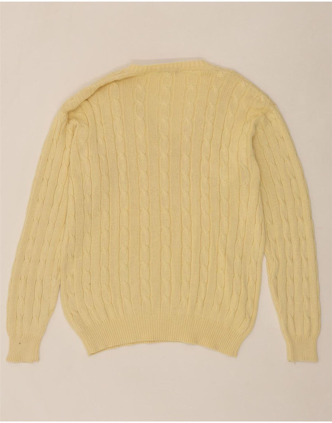 CACHAREL Mens V-Neck Jumper Sweater Large Yellow Cotton Vintage Cacharel and Second-Hand Cacharel from Messina Hembry 