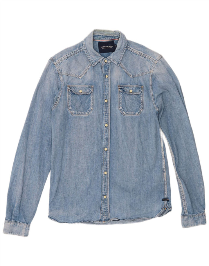 Ανδρικό Scotch & Soda Slim Τζιν Πουκάμισο Μεσαίο Μπλε Βαμβακερό