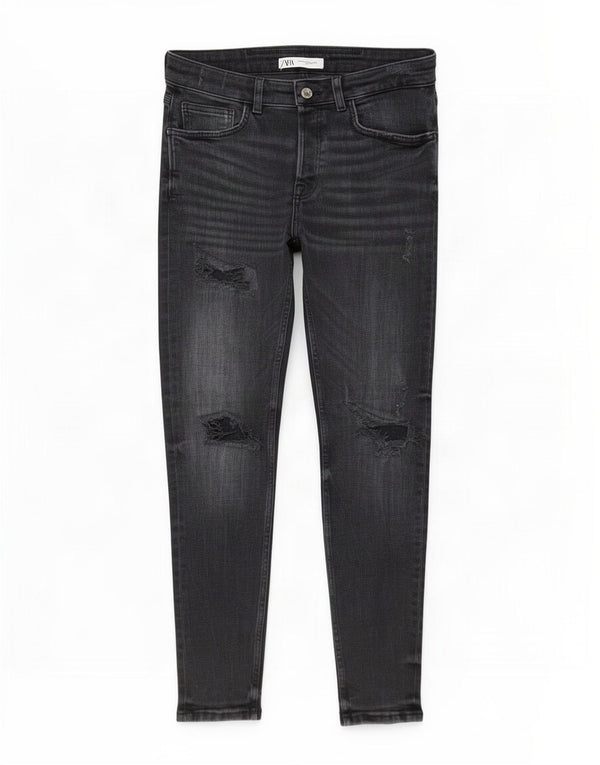Zara Ανδρικά στενά τζιν EU 42 Large W32 L30 Μαύρο βαμβακερό