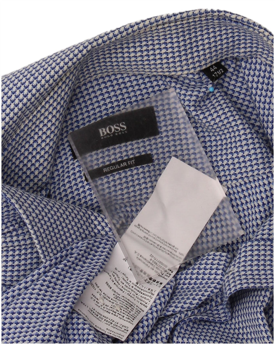 Ανδρικό πουκάμισο HUGO BOSS Regular Fit Size 44 17 1/2 XL Blue Houndstooth Cotton