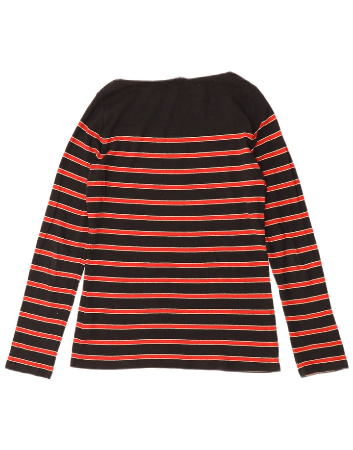 Γυναικείο μπλουζάκι Ralph Lauren μακρυμάνικο UK 12 μέτριο μαύρο βαμβακερό ριγέ