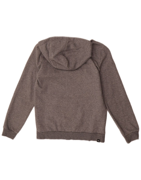 Puma Boys Graphic Hoodie Jumper 13-14 Years Grey Flecked Cotton