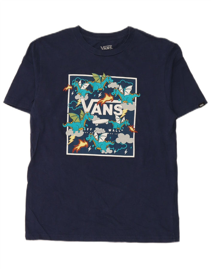 VANS Boys Classic Fit Graphic T-shirt Top 12-13 ετών Large Navy Blue