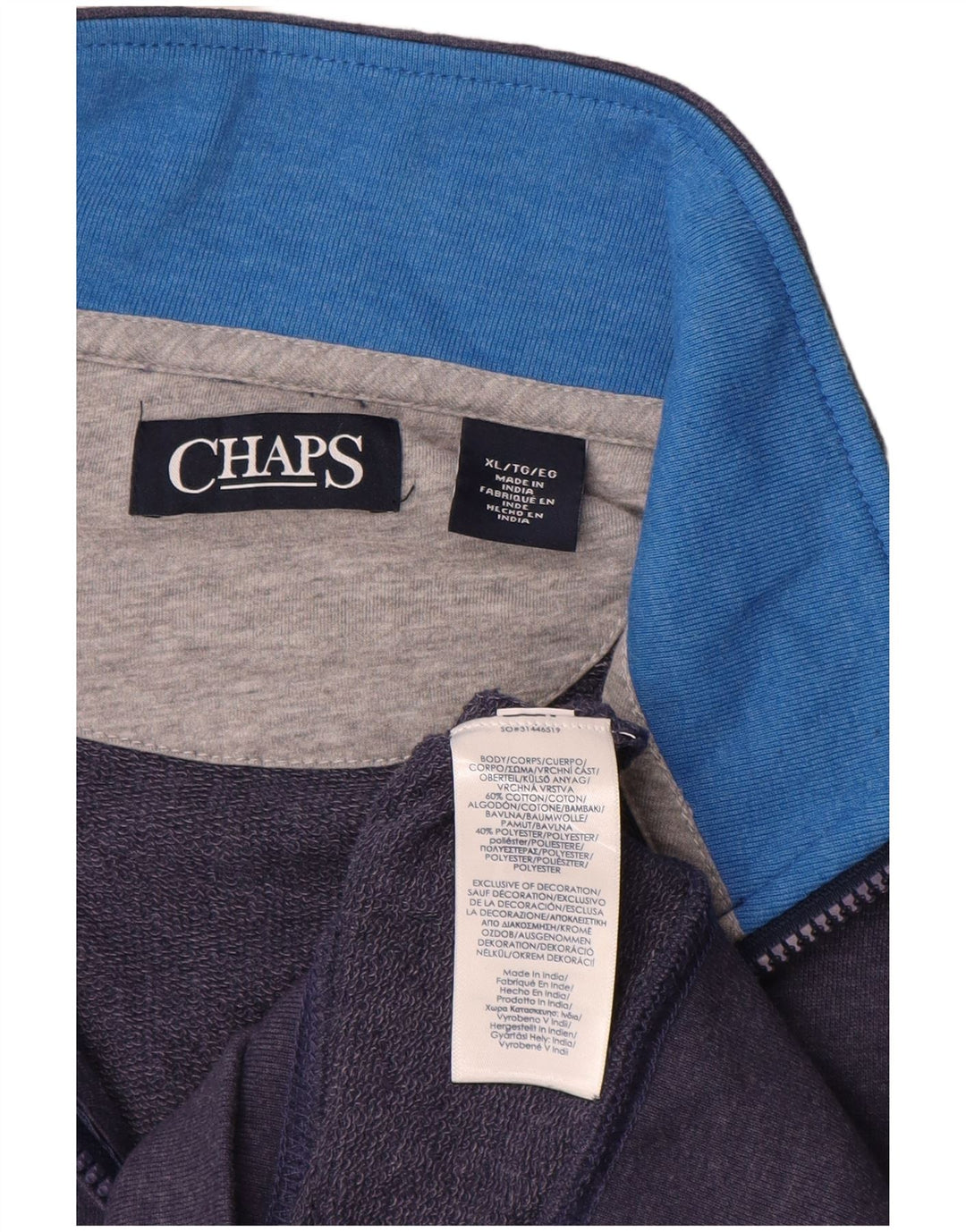 Chaps Ανδρικό φούτερ με φερμουάρ Jumper XL Navy Blue Cotton