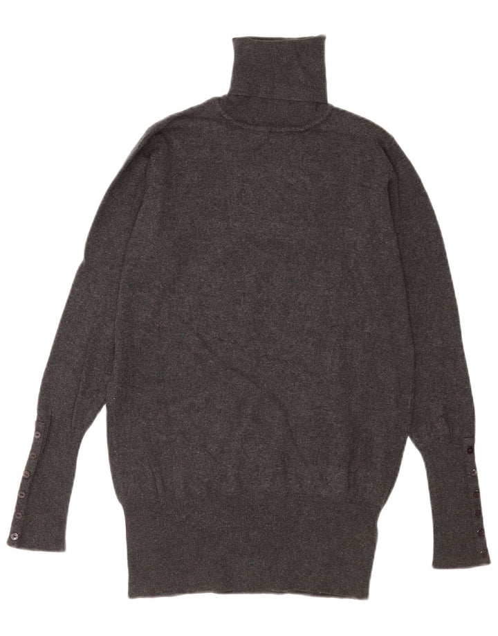 Zara Γυναικείο πουλόβερ με ρολό λαιμόκοψη UK 12 Medium Grey Rayon