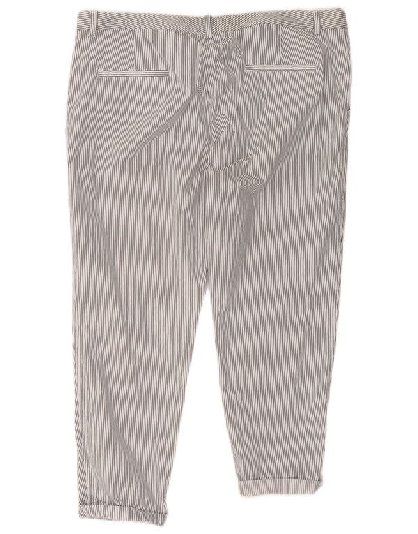 Marks & Spencer Γυναικείο Cropped Παντελόνι UK 20 2XL W41 L26 Λευκό ριγέ