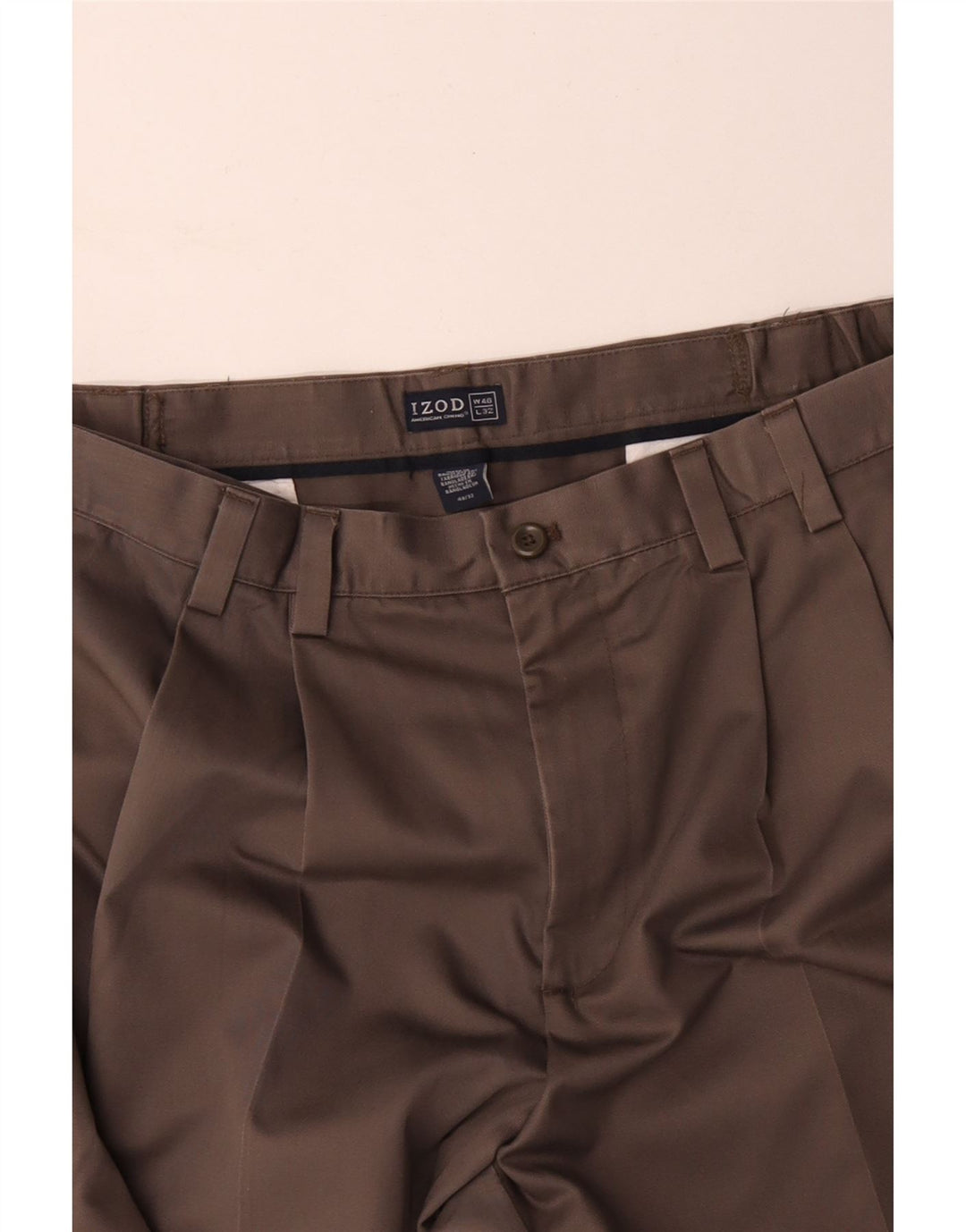 Ανδρικό παντελόνι Chino με καρφίτσες IZOD W46 L32 Μπεζ βαμβακερό
