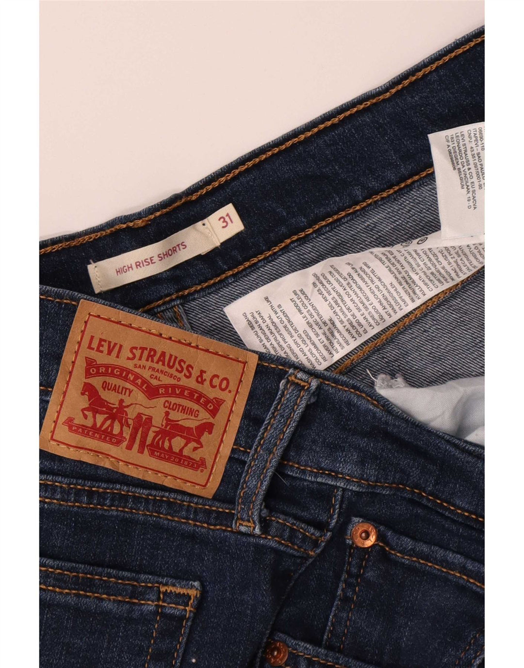 Γυναικείο ψηλό τζιν σορτς Levi's W31, μεσαίο μπλε βαμβακερό