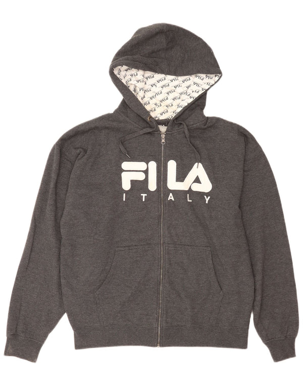 Fila Mens Italia Zip Hoodie πουλόβερ μεγάλο γκρι βαμβακερό
