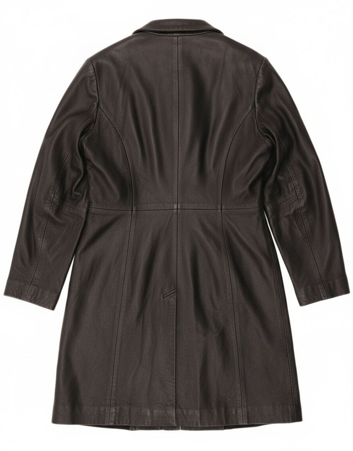 Vintage γυναικείο δερμάτινο πανωφόρι UK 12 Medium Black Leather