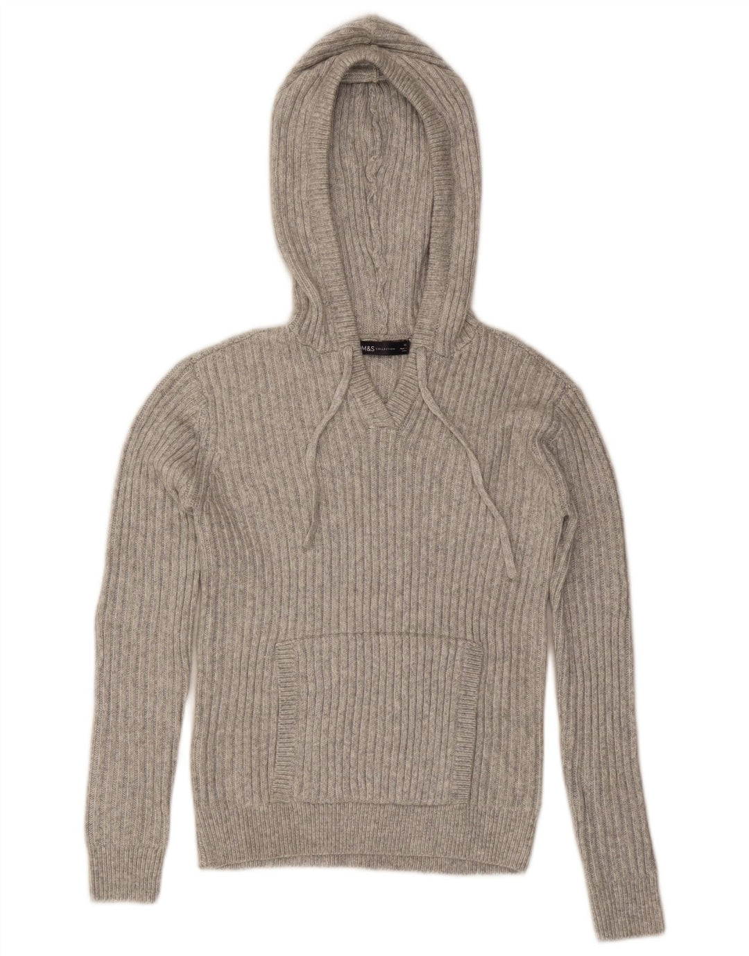 Marks & Spencer Γυναικείο πουλόβερ με κουκούλα UK 6 XS Grey Polyester