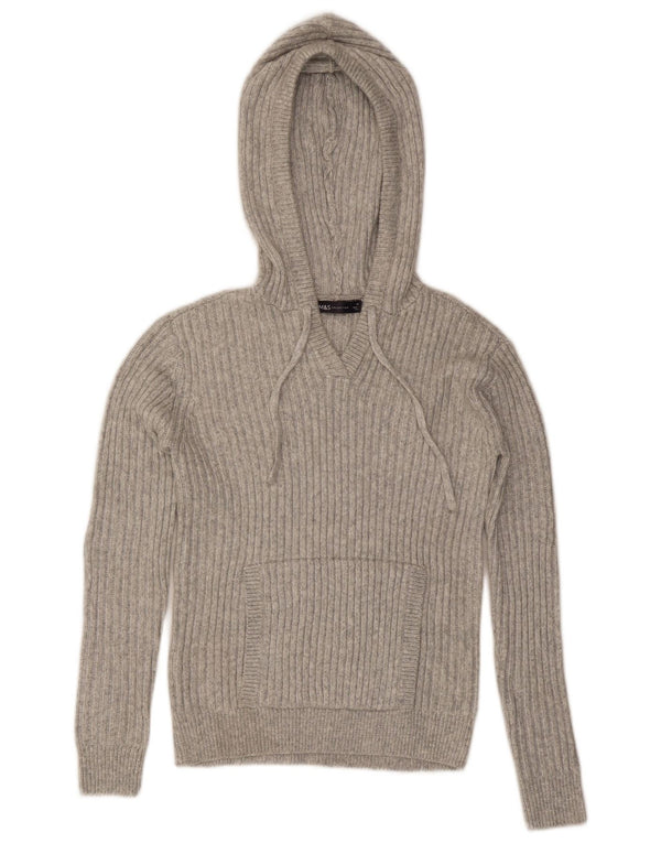 Marks & Spencer Γυναικείο πουλόβερ με κουκούλα UK 6 XS Grey Polyester