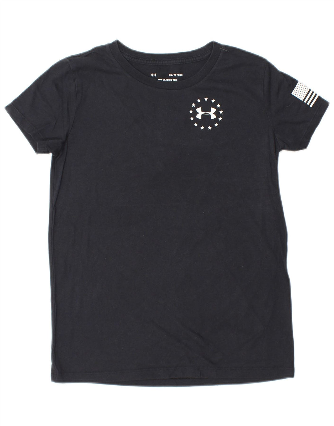 Γυναικείο γραφικό μπλουζάκι UNDER ARMOR Top UK 6 XS μαύρο ριγέ