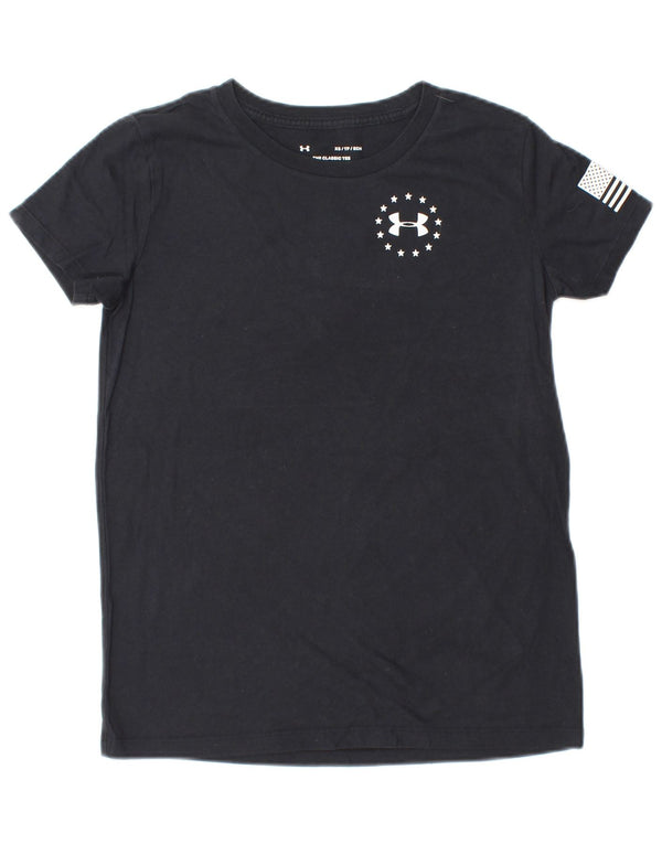 Γυναικείο γραφικό μπλουζάκι UNDER ARMOR Top UK 6 XS μαύρο ριγέ