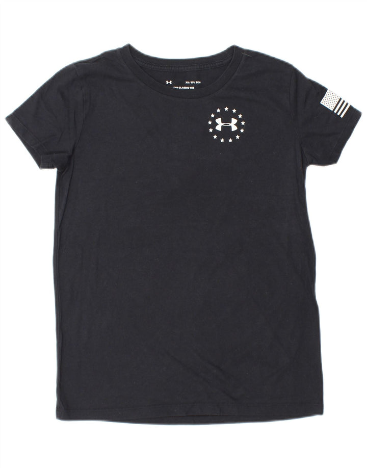 Γυναικείο γραφικό μπλουζάκι UNDER ARMOR Top UK 6 XS μαύρο ριγέ