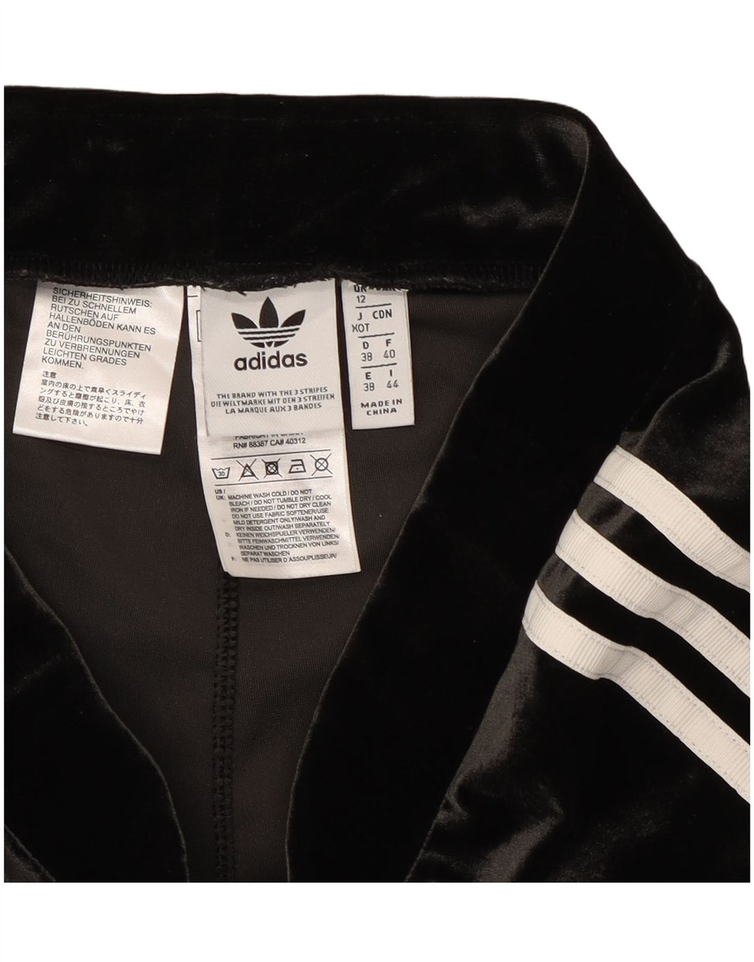 Γυναικείο βελούδινο κολάν Adidas UK 12 μεσαίο μαύρο πολυεστέρα