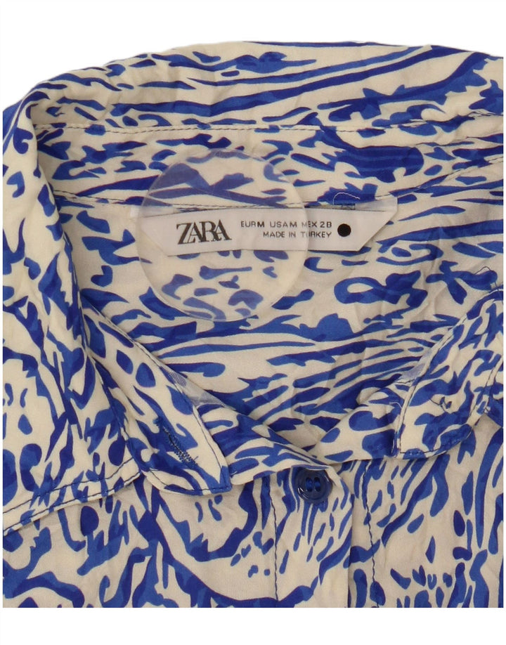 Zara Γυναικείο πουκάμισο UK 14 Medium Blue Paisley