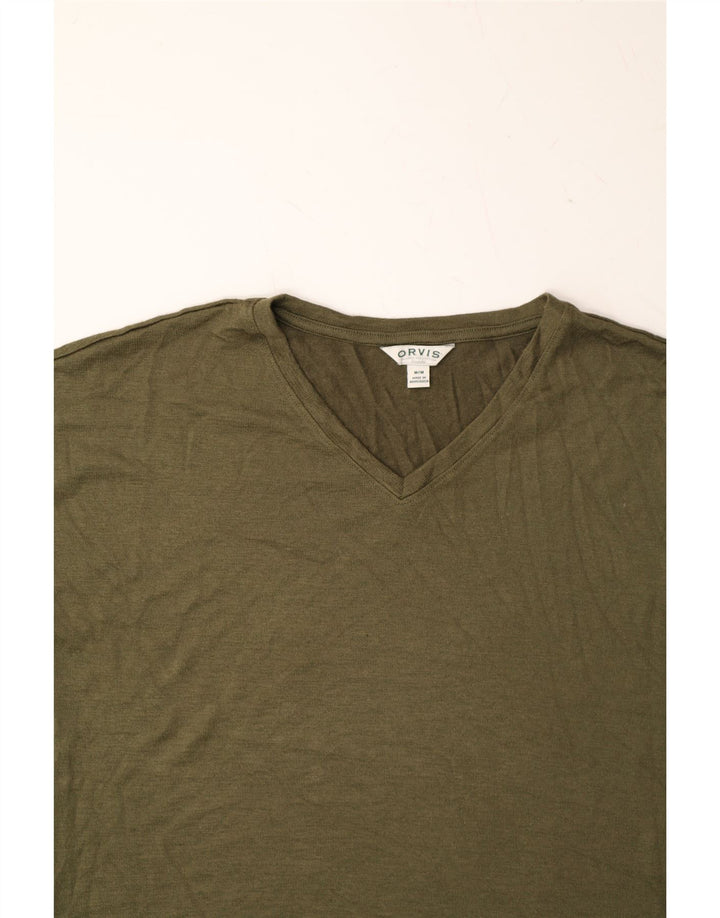 ORVIS Womens T-Shirt Top UK 14 Medium Khaki Polyester Vintage Orvis and Second-Hand Orvis from Messina Hembry 