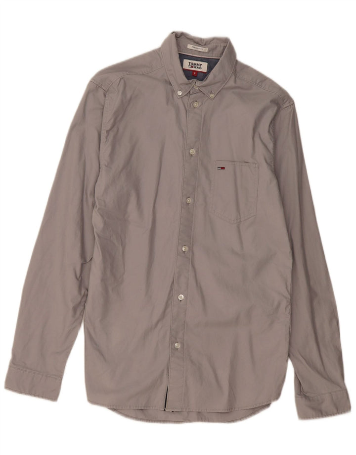 TOMMY HILFIGER Ανδρικό πουκάμισο με κανονική εφαρμογή, μικρό γκρι βαμβακερό