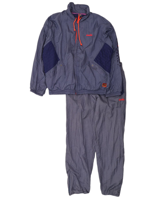 Diadora Womens Graphic Full Tracksuit Large Navy Blue Colourblock