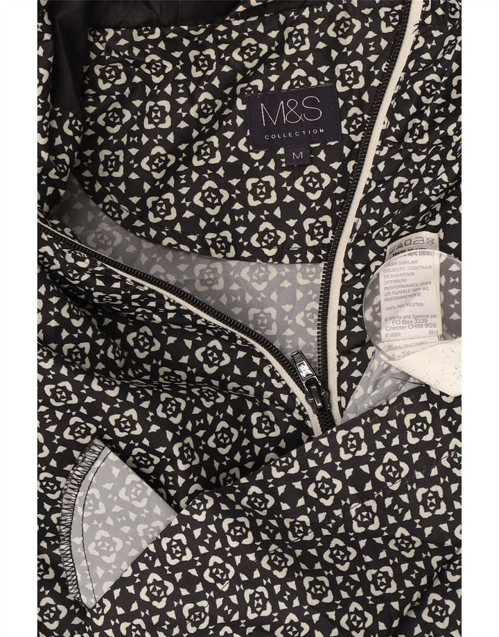 Marks & Spencer Γυναικείο Αδιάβροχο με κουκούλα UK 14 Medium Black Geometric