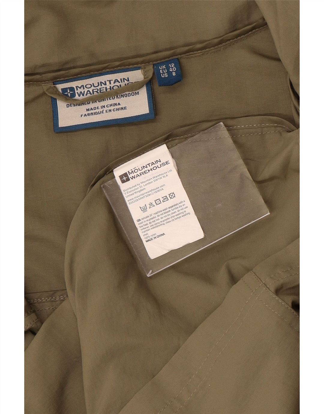 Mountain Warehouse Womens Hooded Utility Jacket UK 12 Medium Khaki Nylon