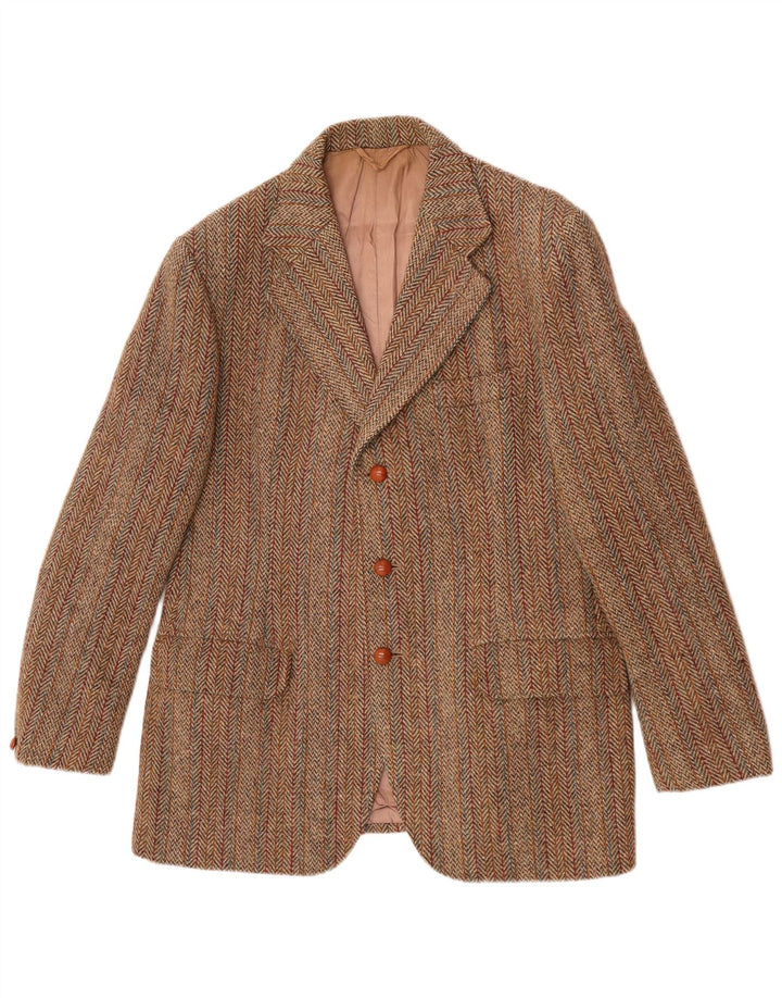 Harris Tweed Ανδρικό σακάκι σακάκι με 3 κουμπιά UK 38 Μεσαίο πράσινο ψαροκόκκαλο