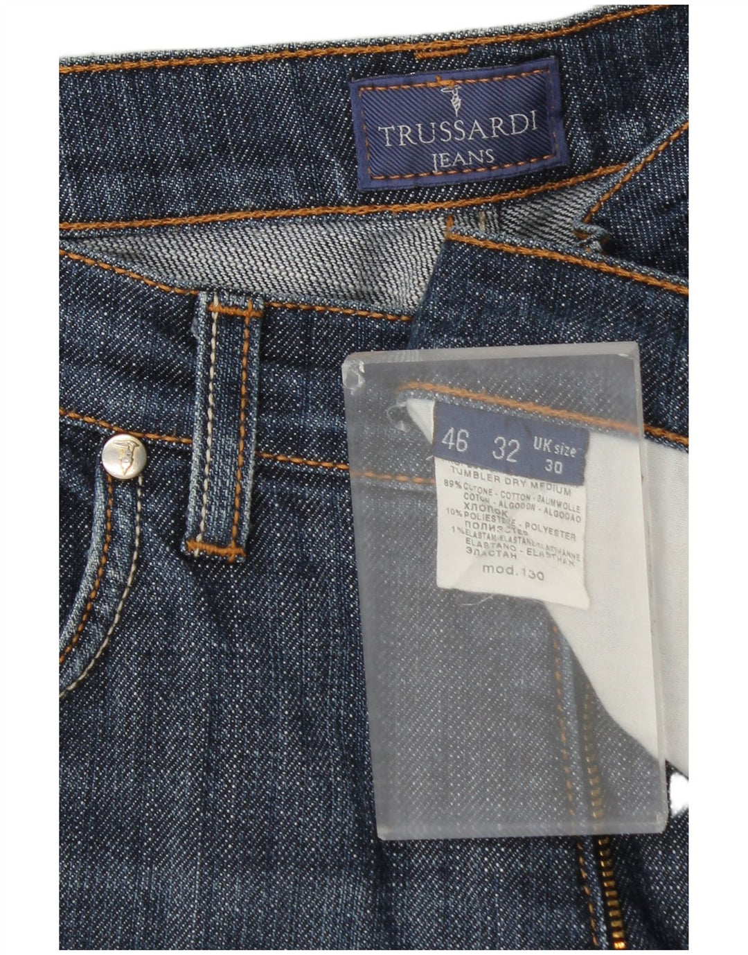 TRUSSARDI Γυναικείο ίσιο τζιν W30 L31 Μπλε βαμβακερό